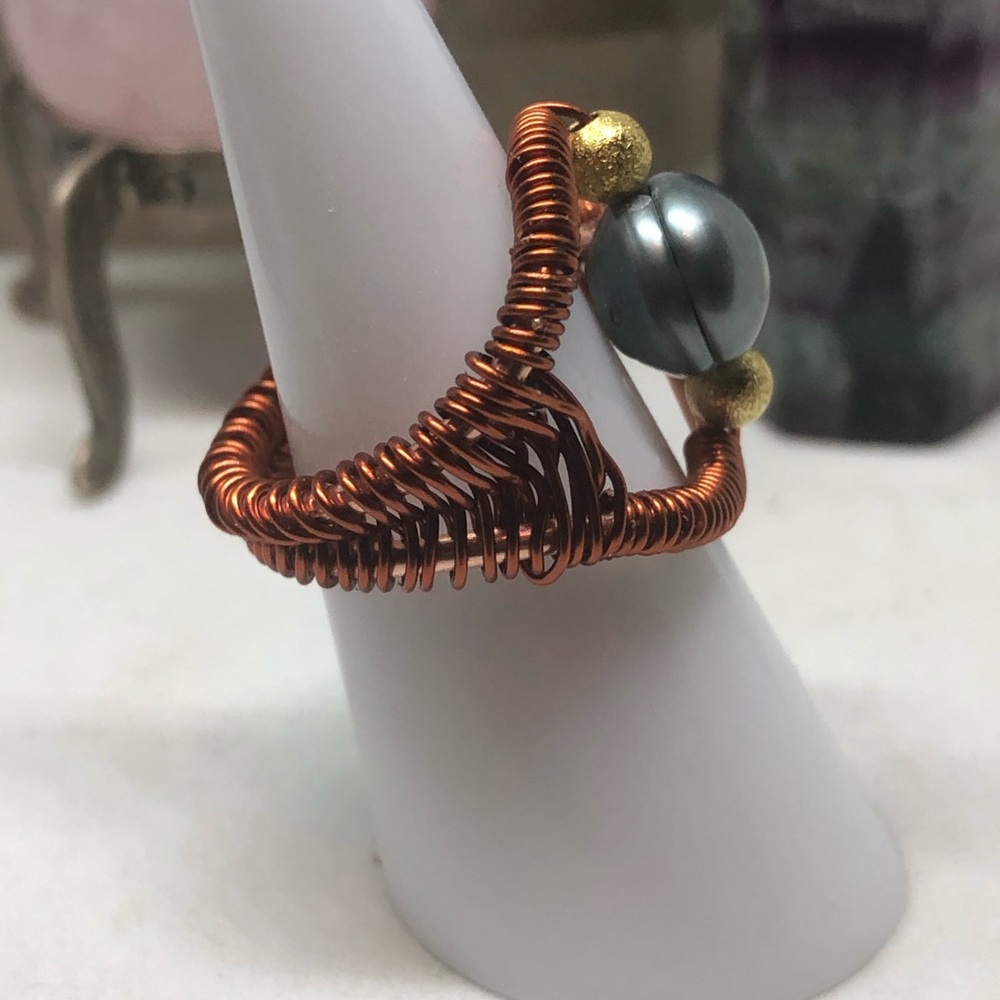 Handmade copper wire wrapped ring - Picture 2 of 4